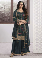 Glamorous Glacier Semi-Stitched Sharara Set