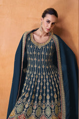 Aqua Blue Georgette Palazzo Suits