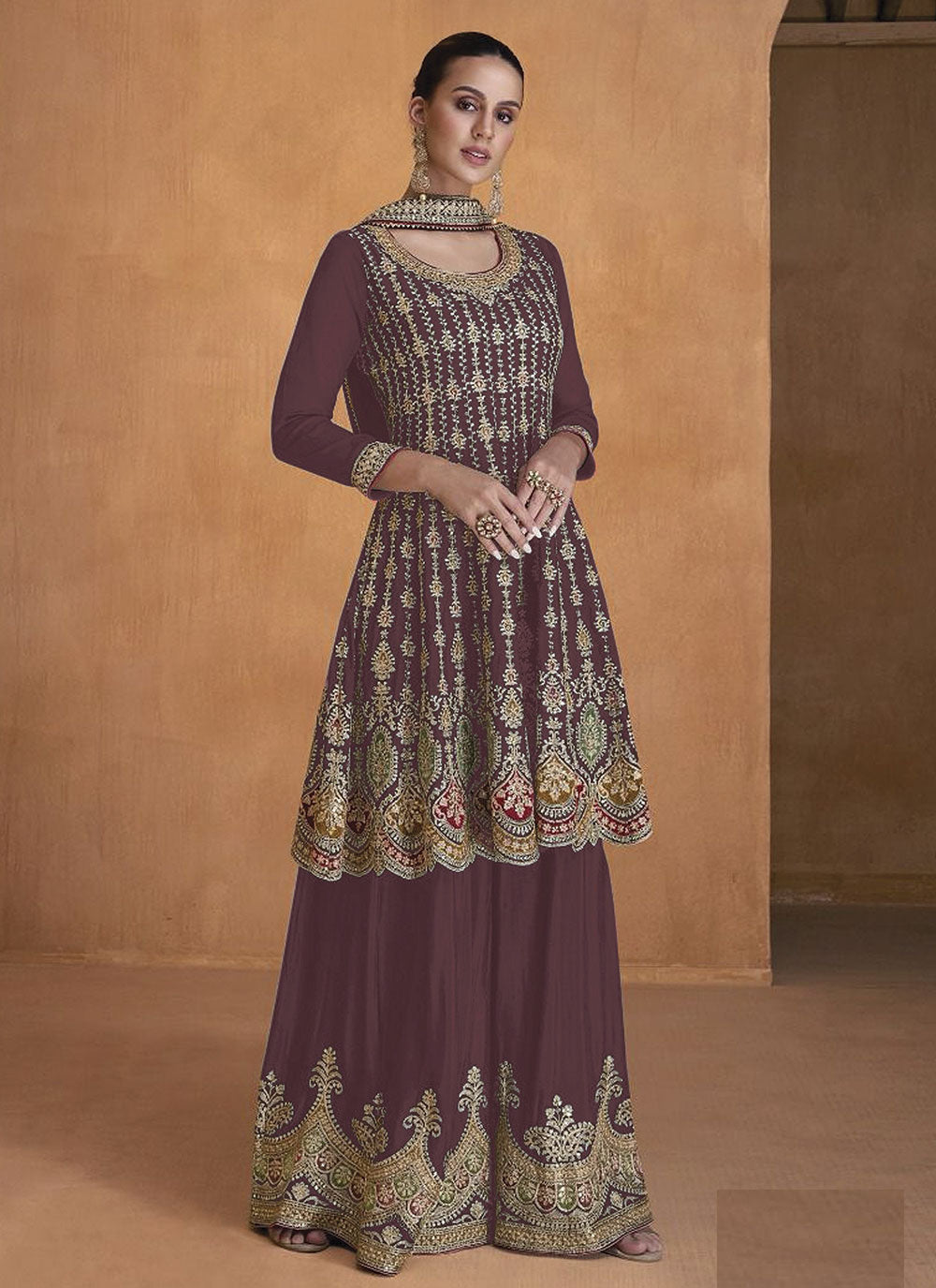 Elegance in Purple Georgette Suit