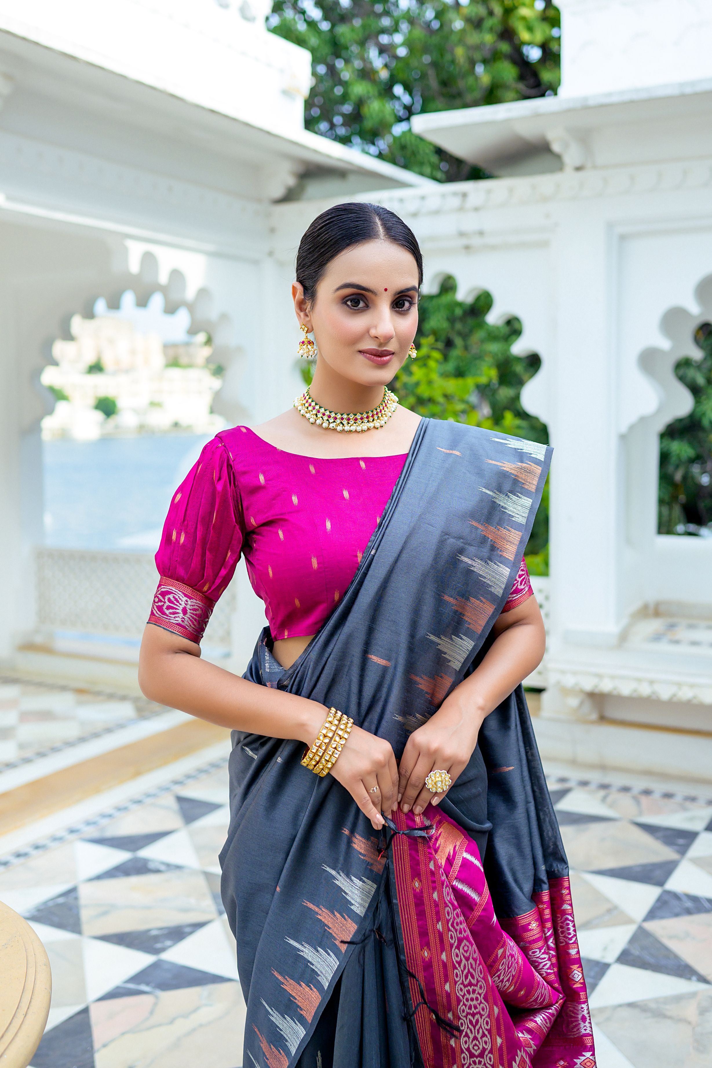Silver Serenity Tussar Silk Saree