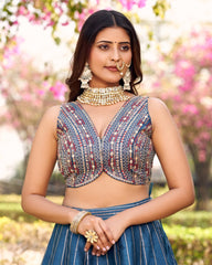 Regal Blue Silk Lehenga