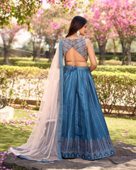 Regal Blue Silk Lehenga