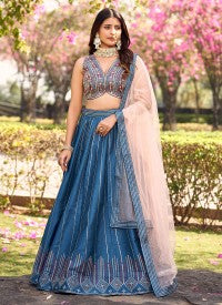 Regal Blue Silk Lehenga