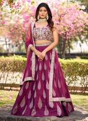 Opulent Orchid Art Silk Wine Lehnga Choli