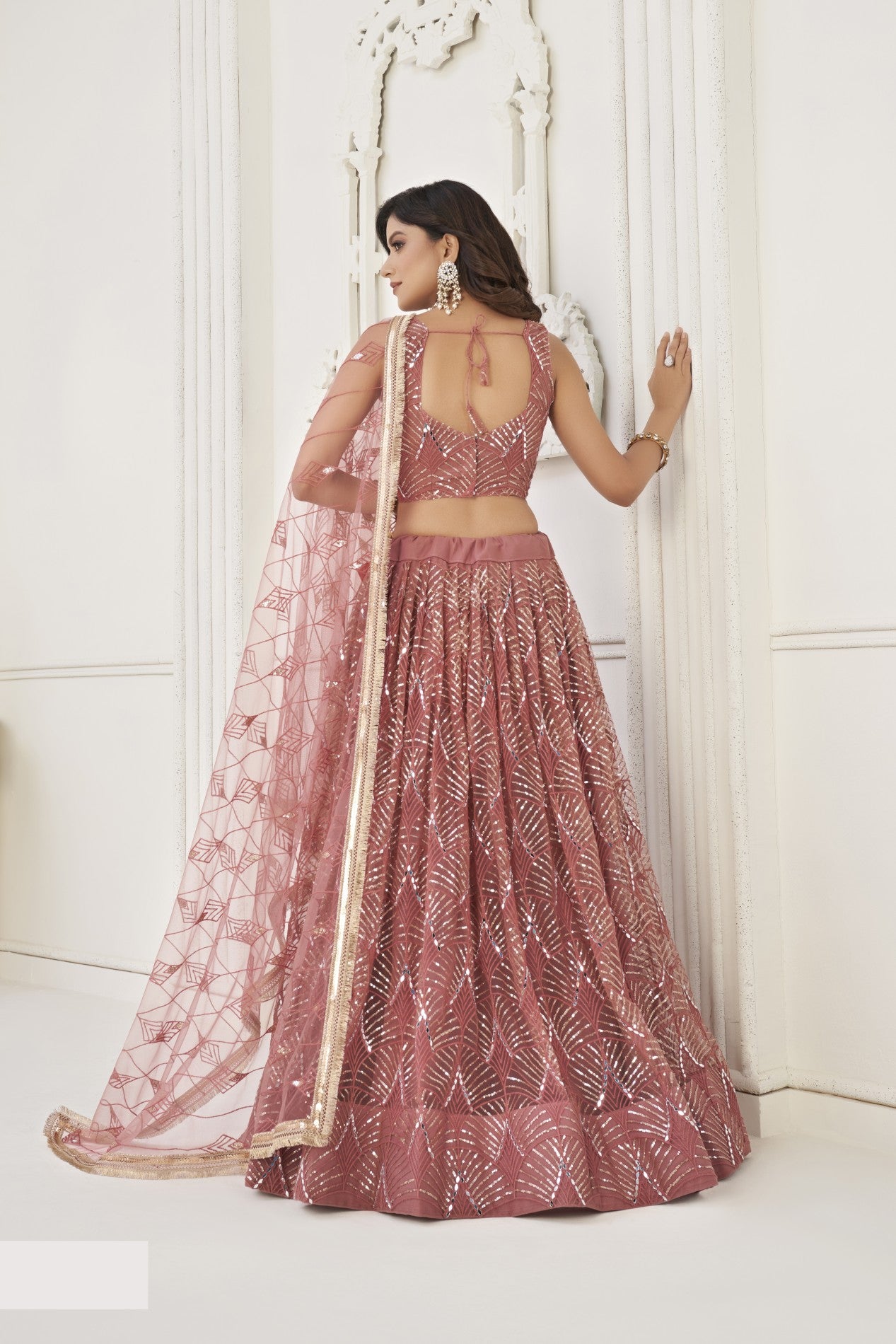 Ethereal Aurora Butterfly Net Onion Lehenga