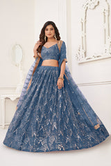 Royal Blue Morpho Lehenga