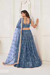 Royal Blue Morpho Lehenga