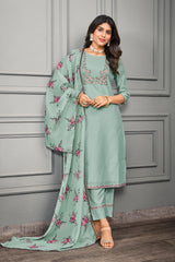 Pista green cotton silk suit