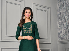 Bottle green Silk suit