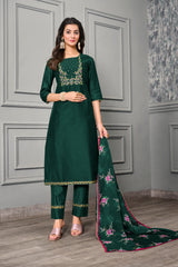 Bottle green Silk suit