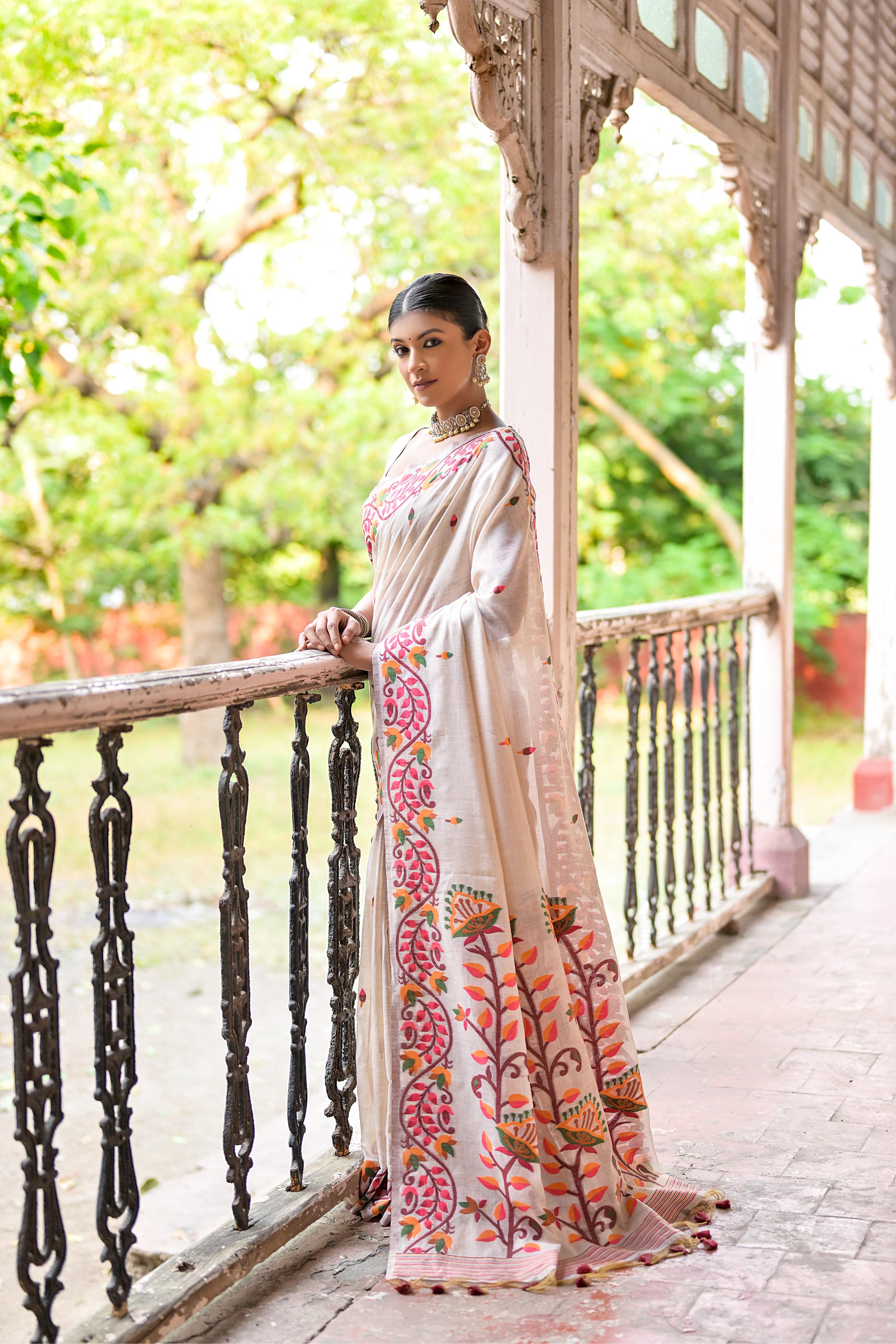 Nakshatra White Printed designer saree -style3