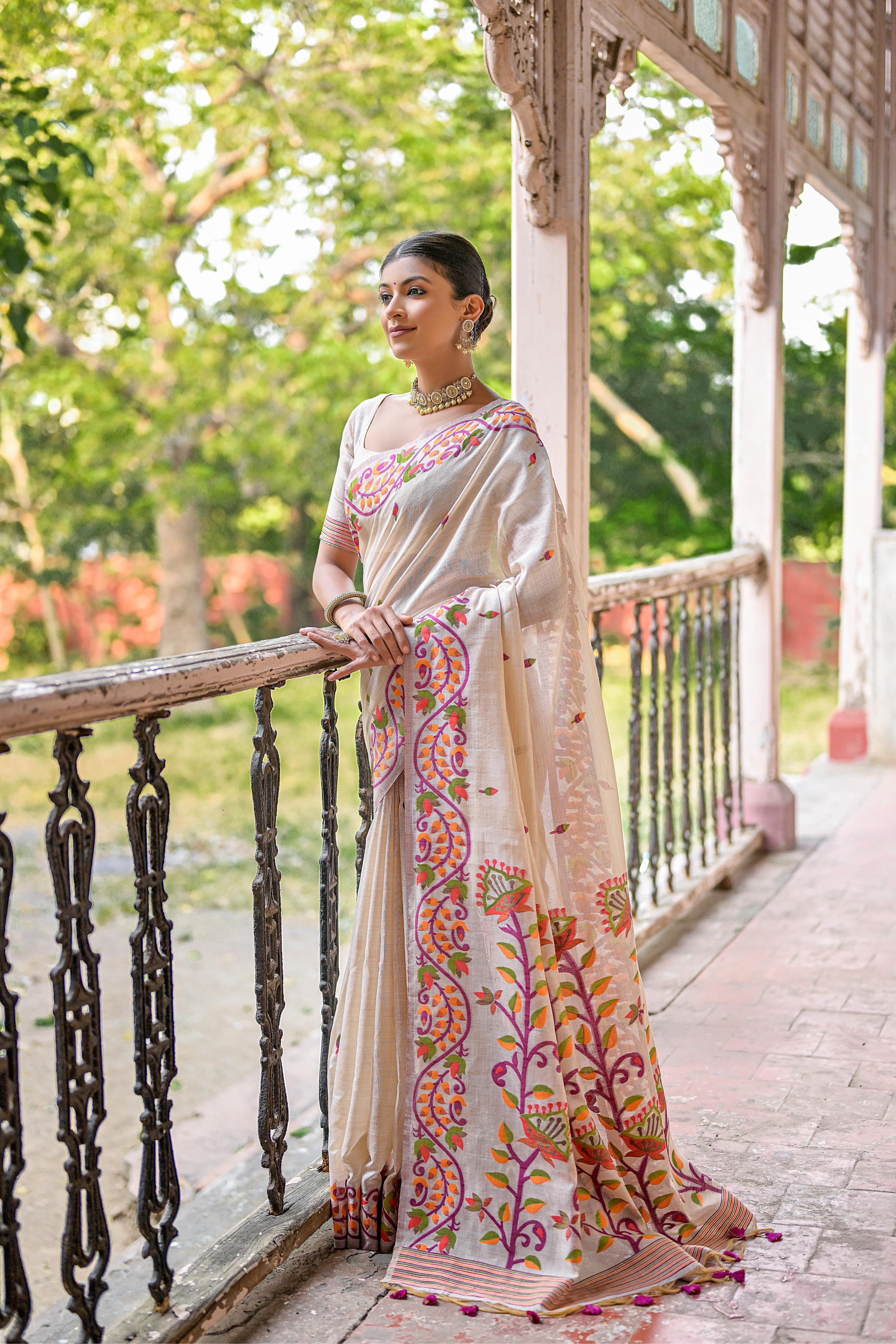 Nakshatra White Printed designer saree -style 5