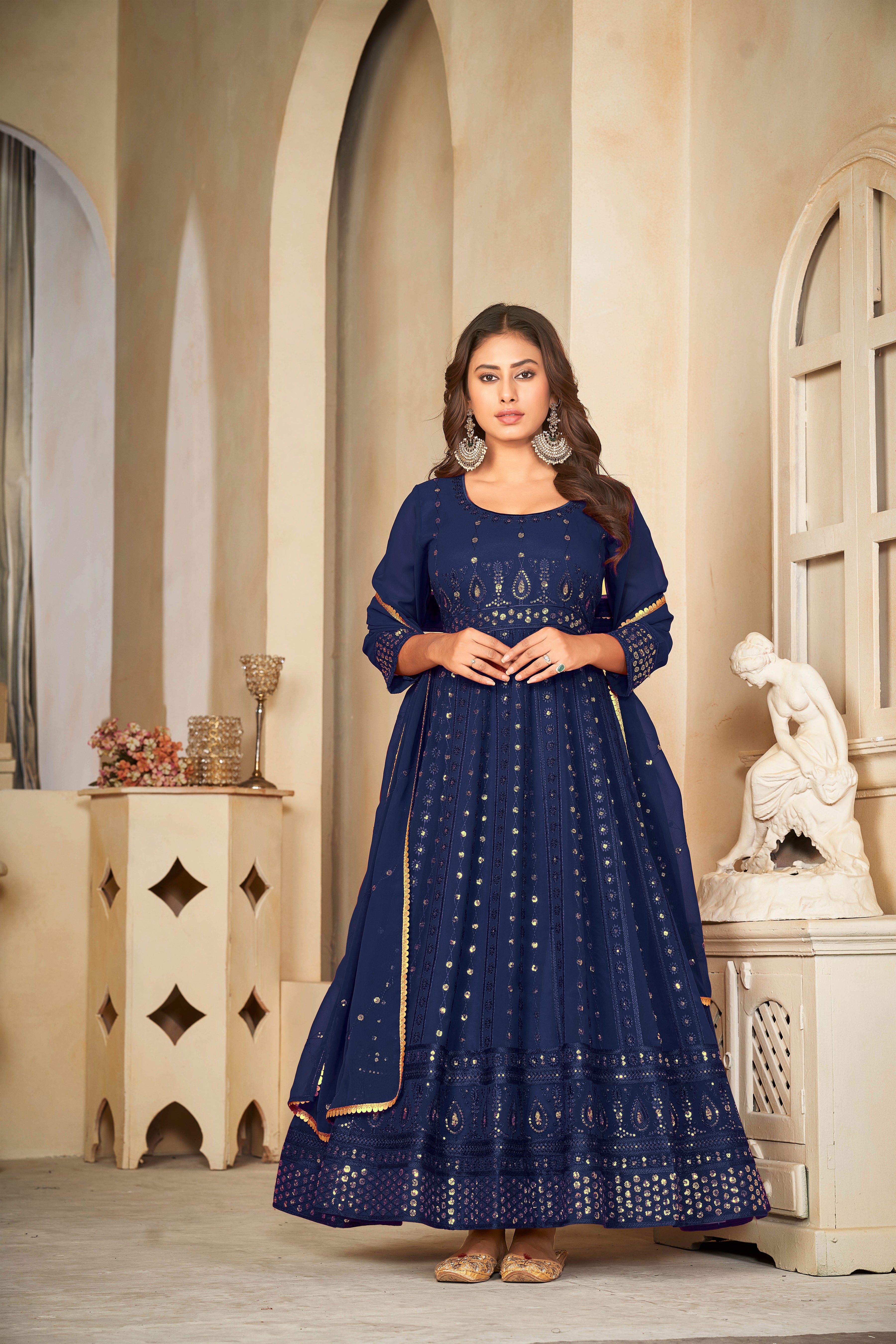 Noble Navy Blue Anarkali suit