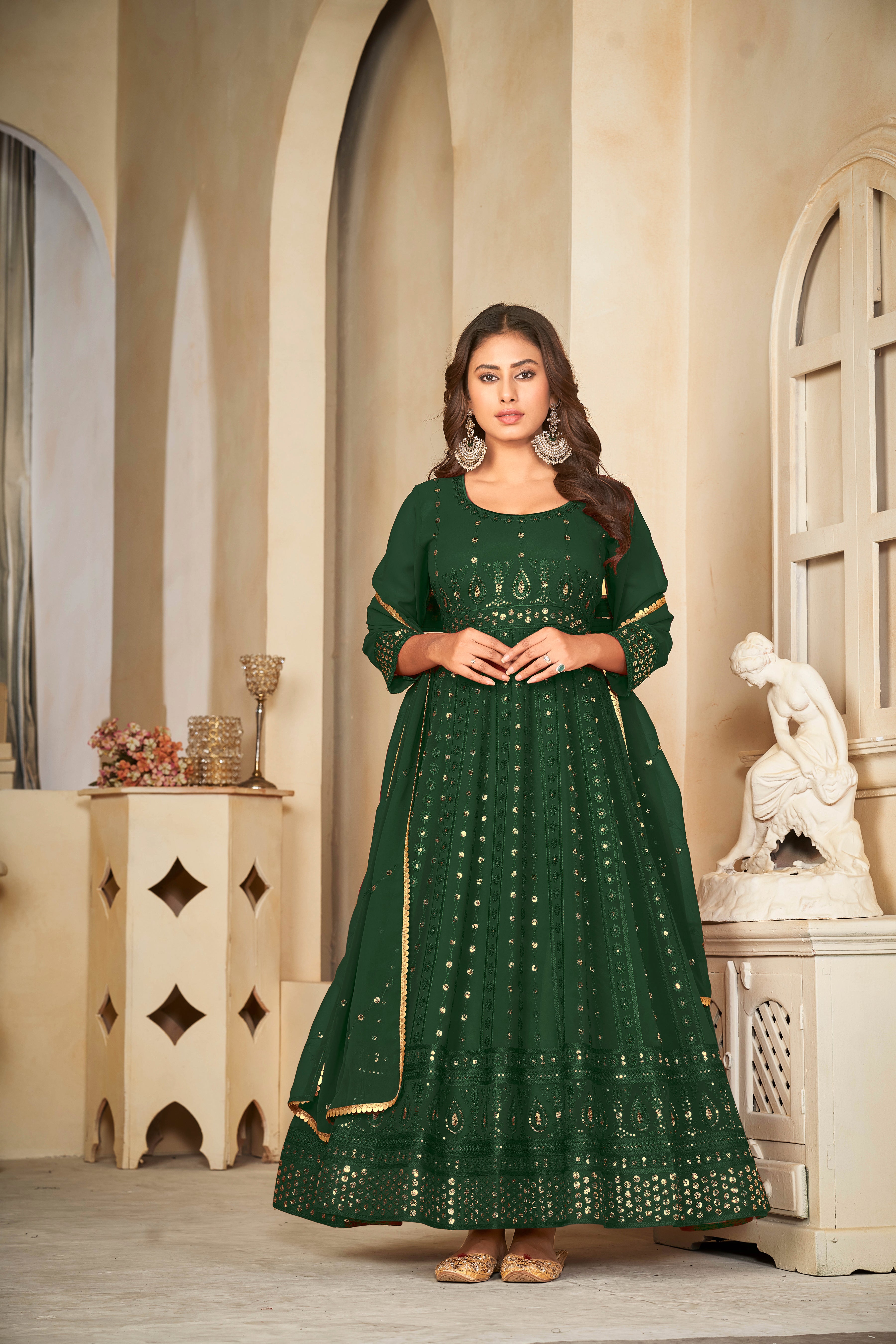 Mehandi Green Anarkali suit