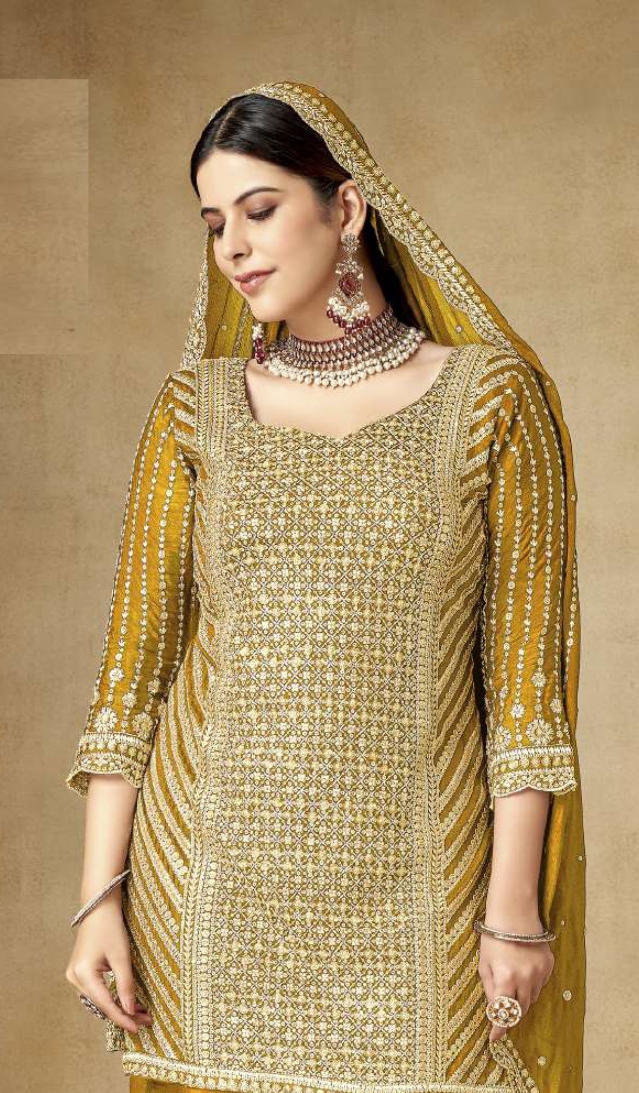 Marvellous Mustard Sharara suit