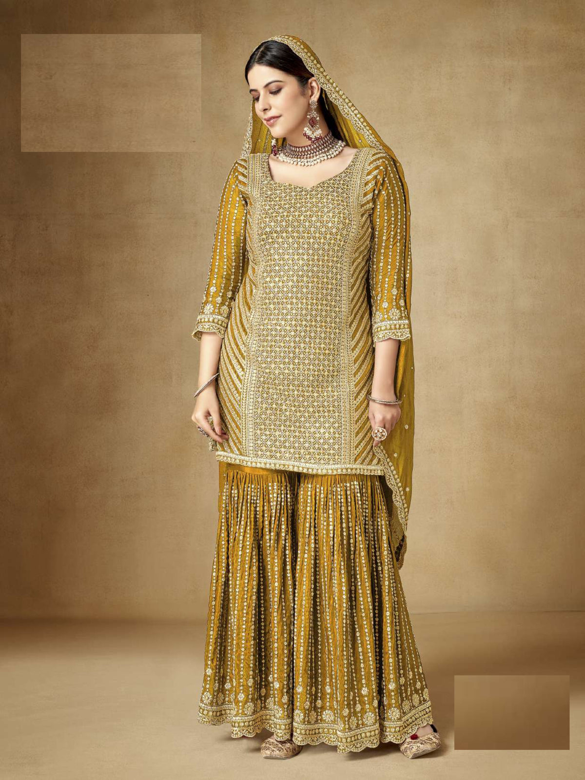 Marvellous Mustard Sharara suit