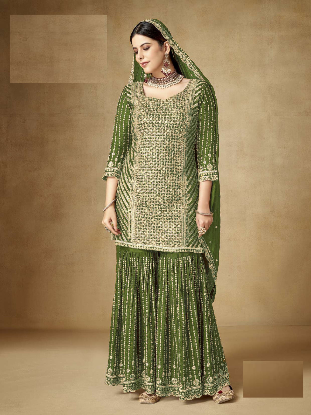 Mehandi Green Sharara suit