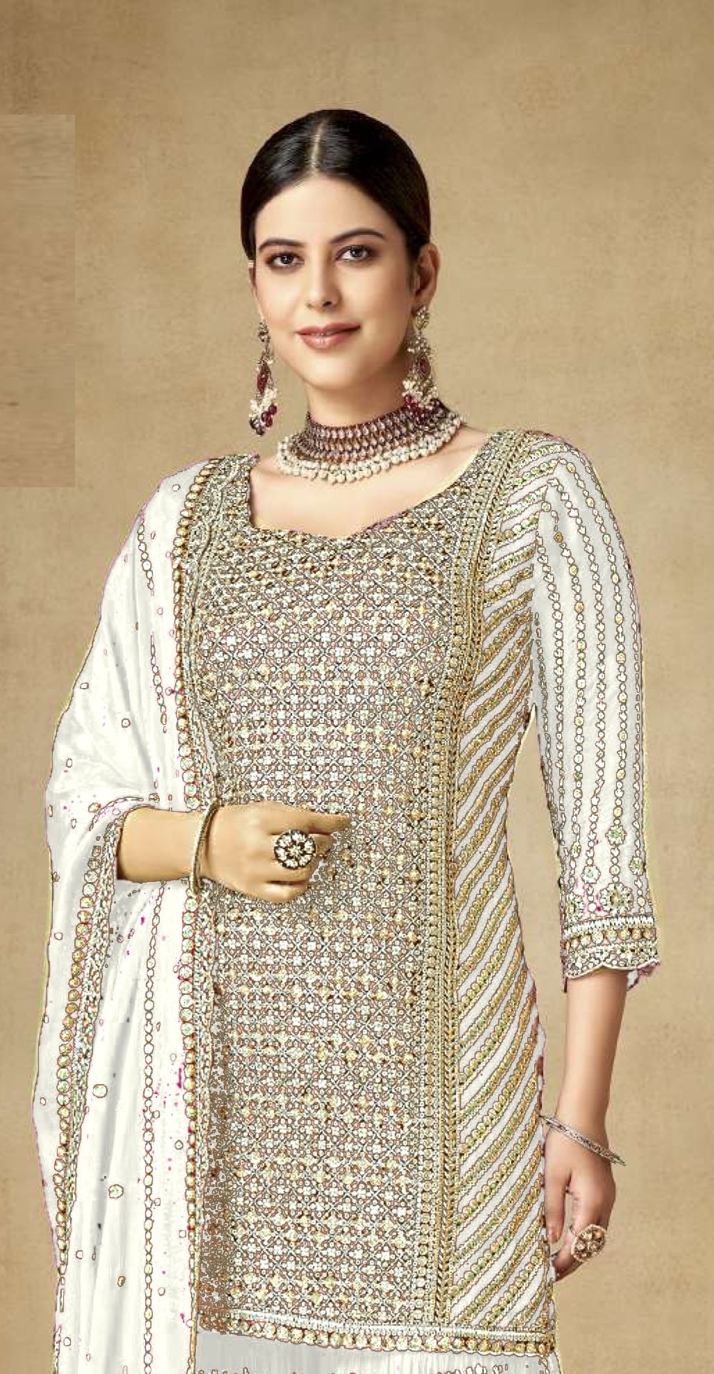 Ossum White Sharara suit