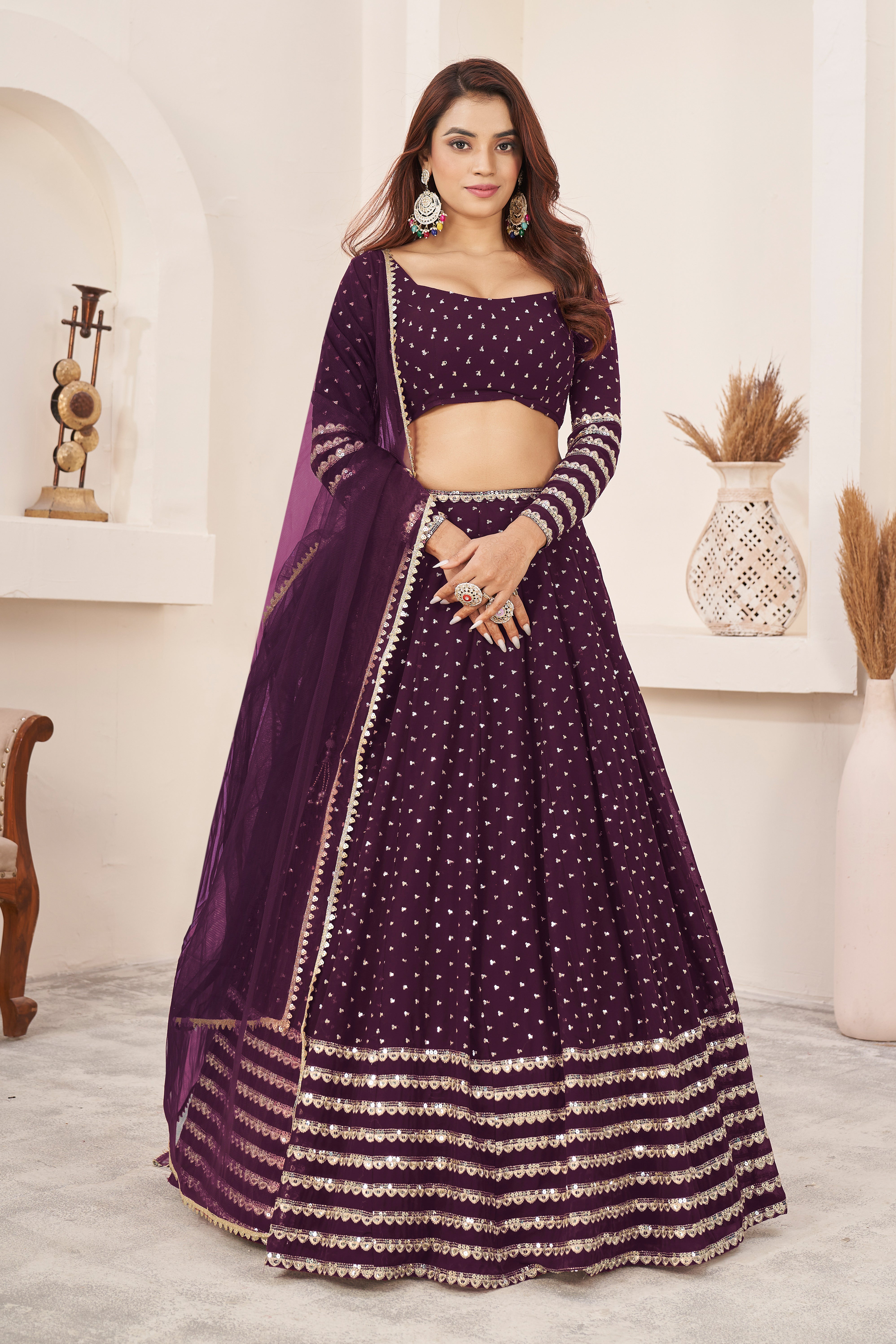 Marvellous Wine Lehenga choli