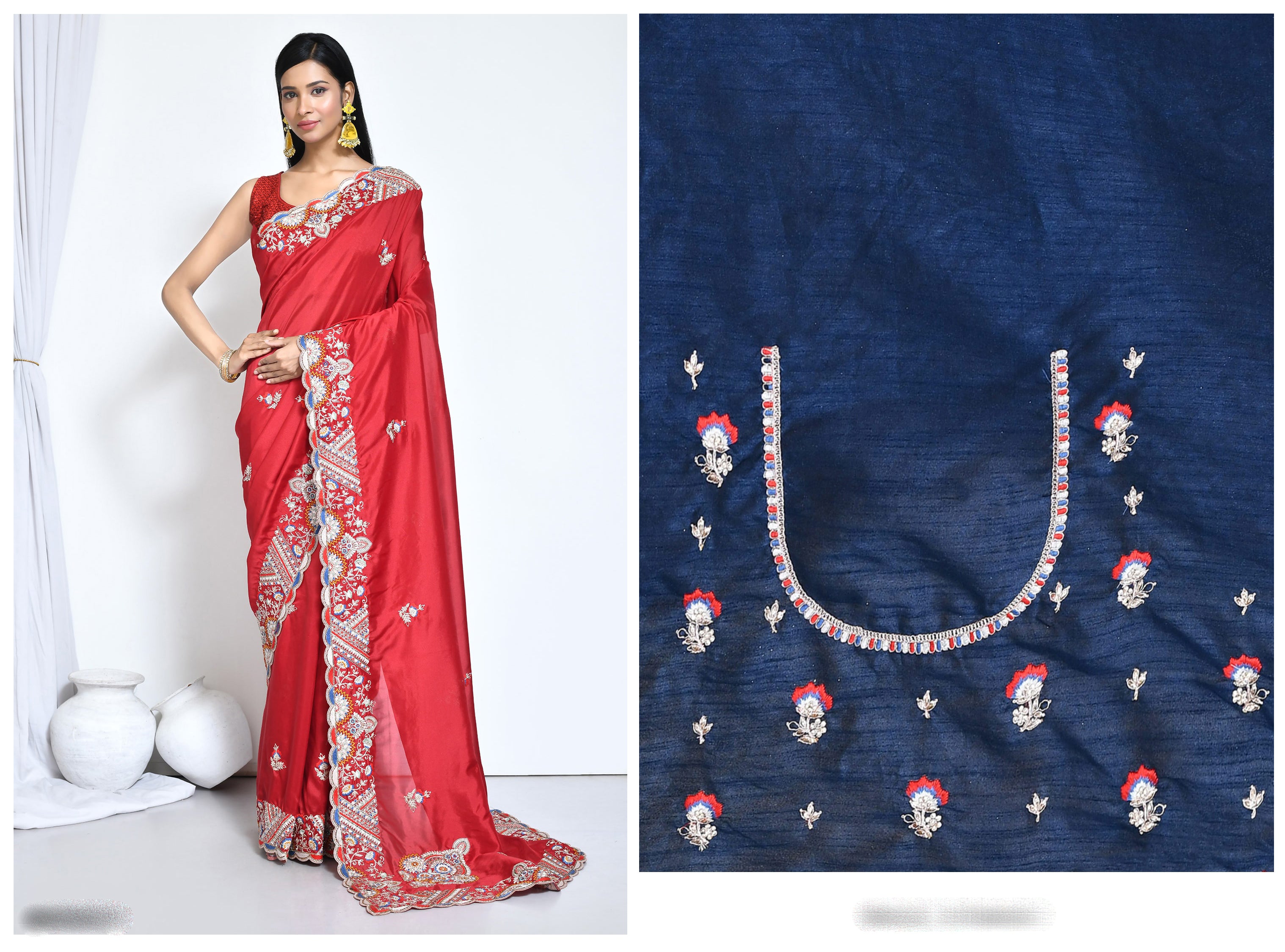 Ravishing Red Crepe Silk saree