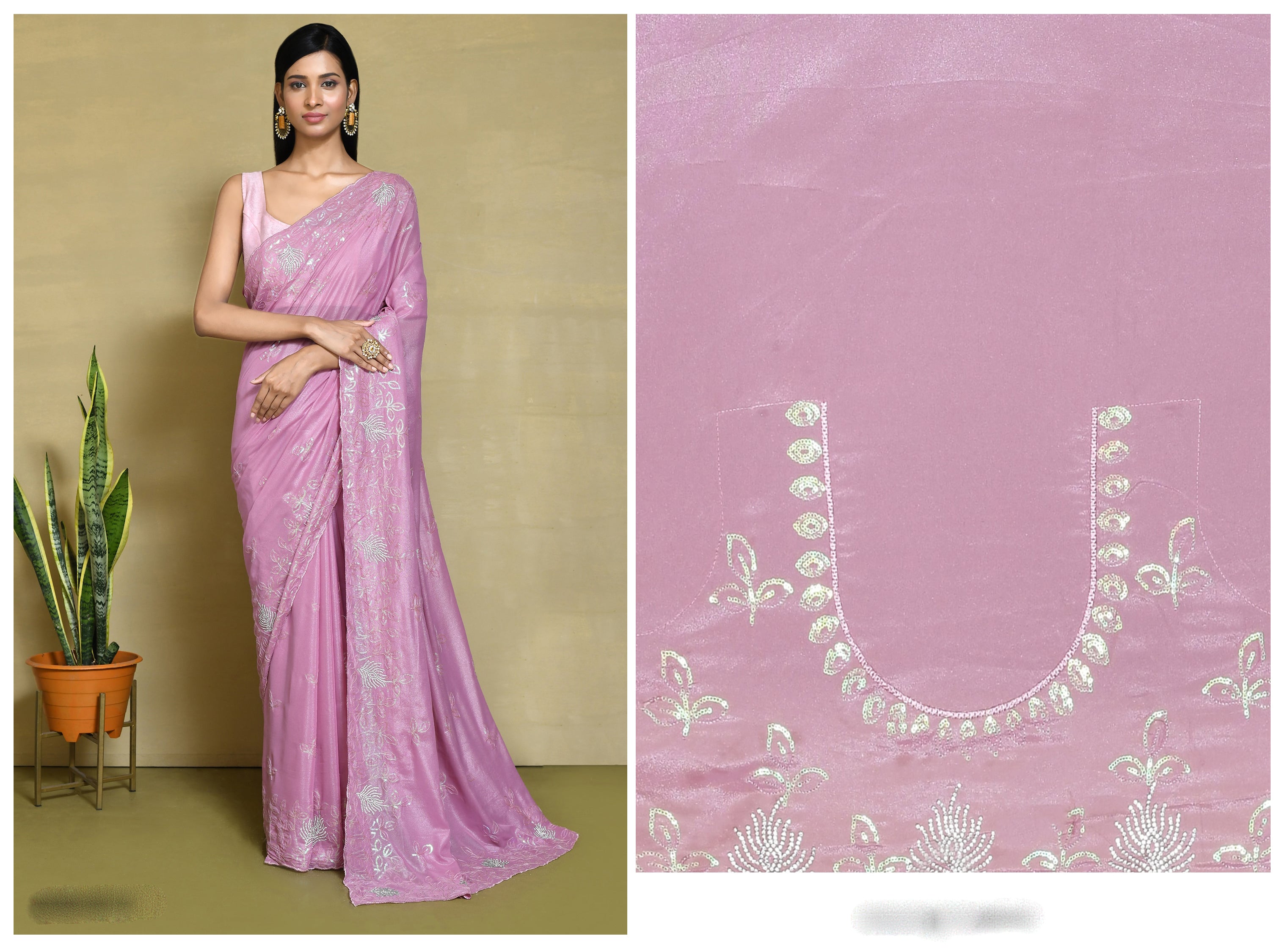 Pastel Pink crepe silk saree