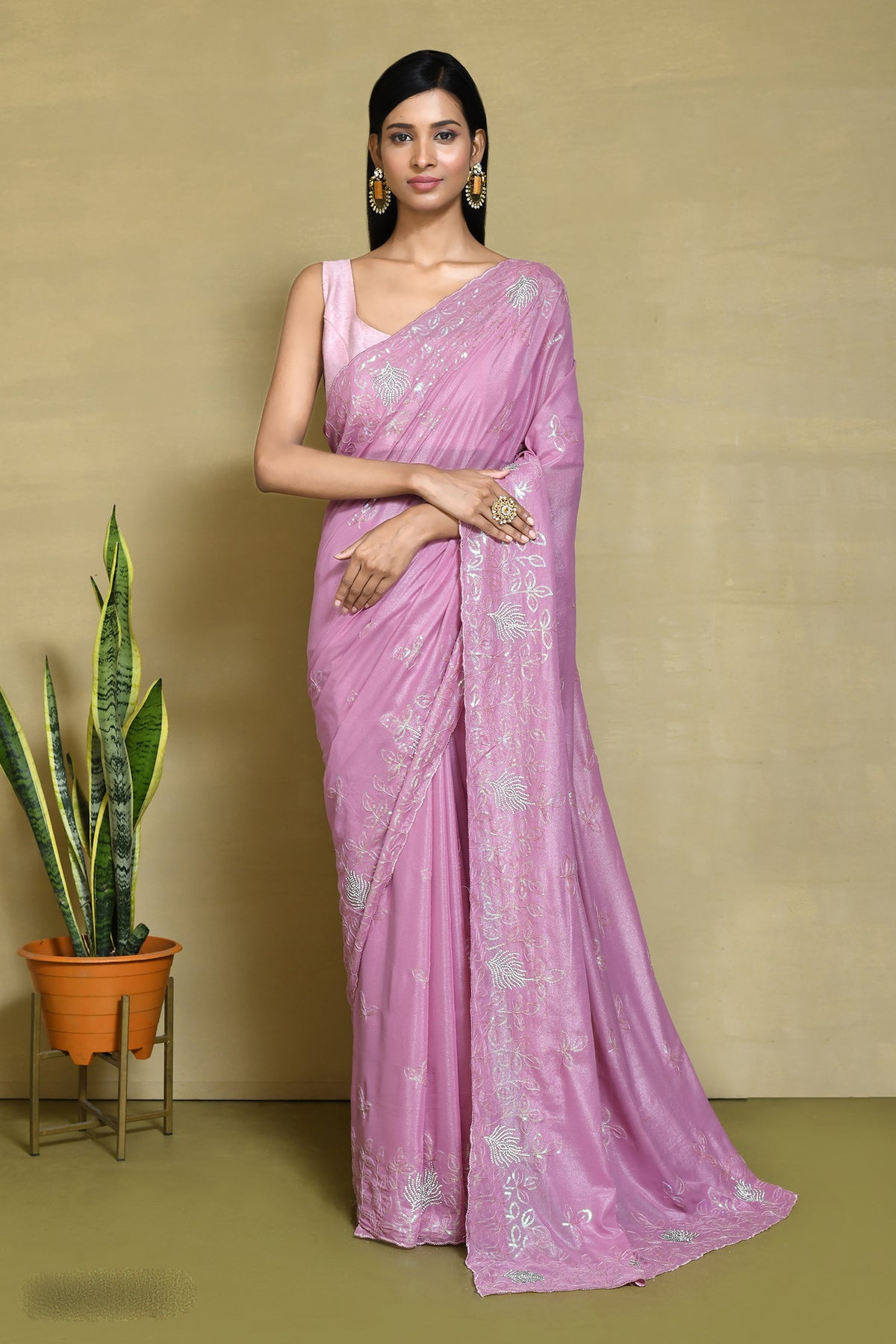 Pastel Pink crepe silk saree