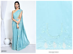 Soft Sky Blue Crepe Silk Saree