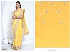 Youthful Yellow silk sari