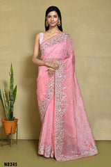 Pretty Pink Satin  saree