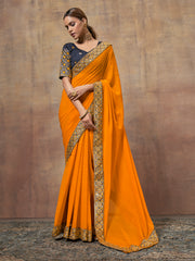 Orangish  Yellow chiffon  saree