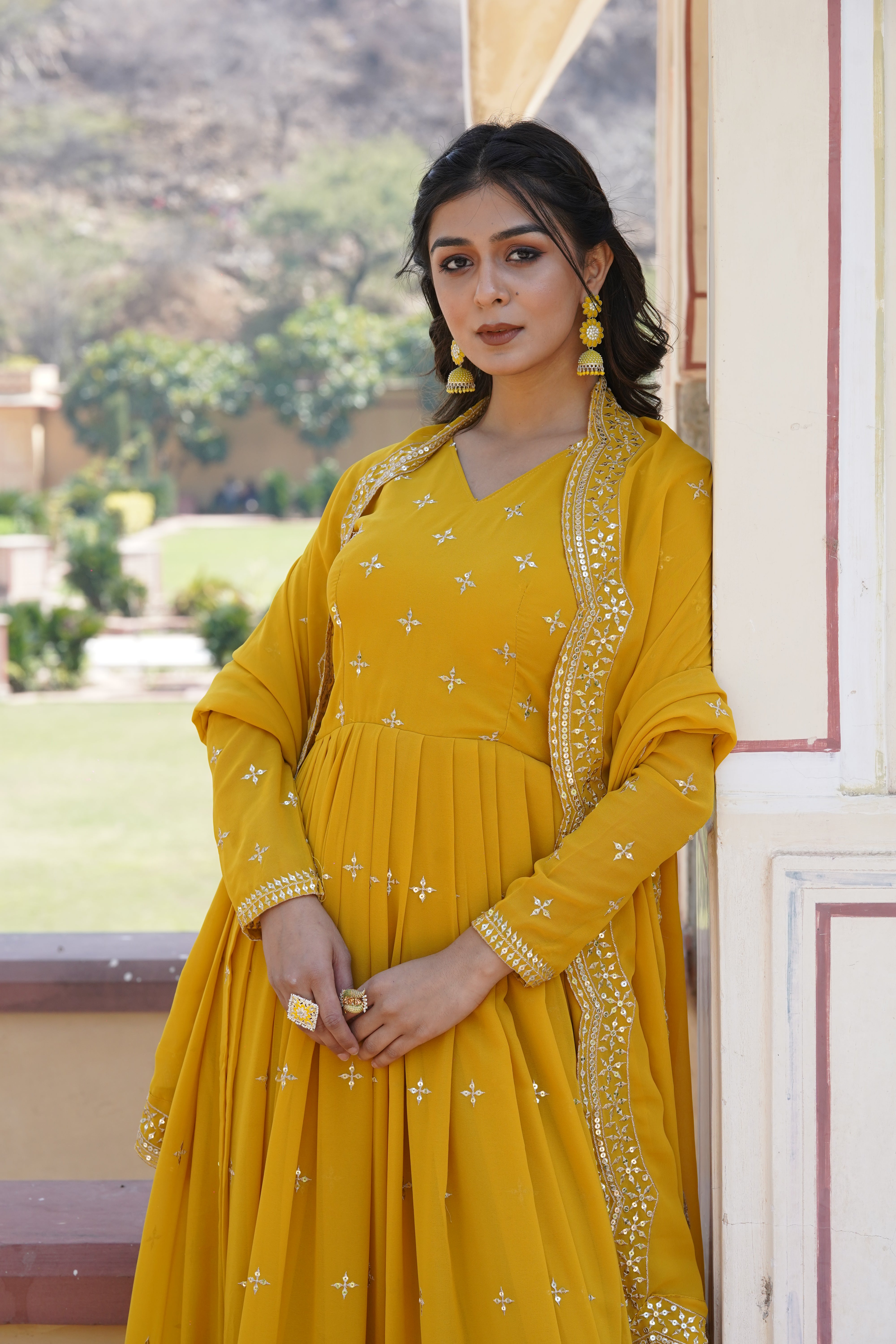 Youthful Yellow readymade gown