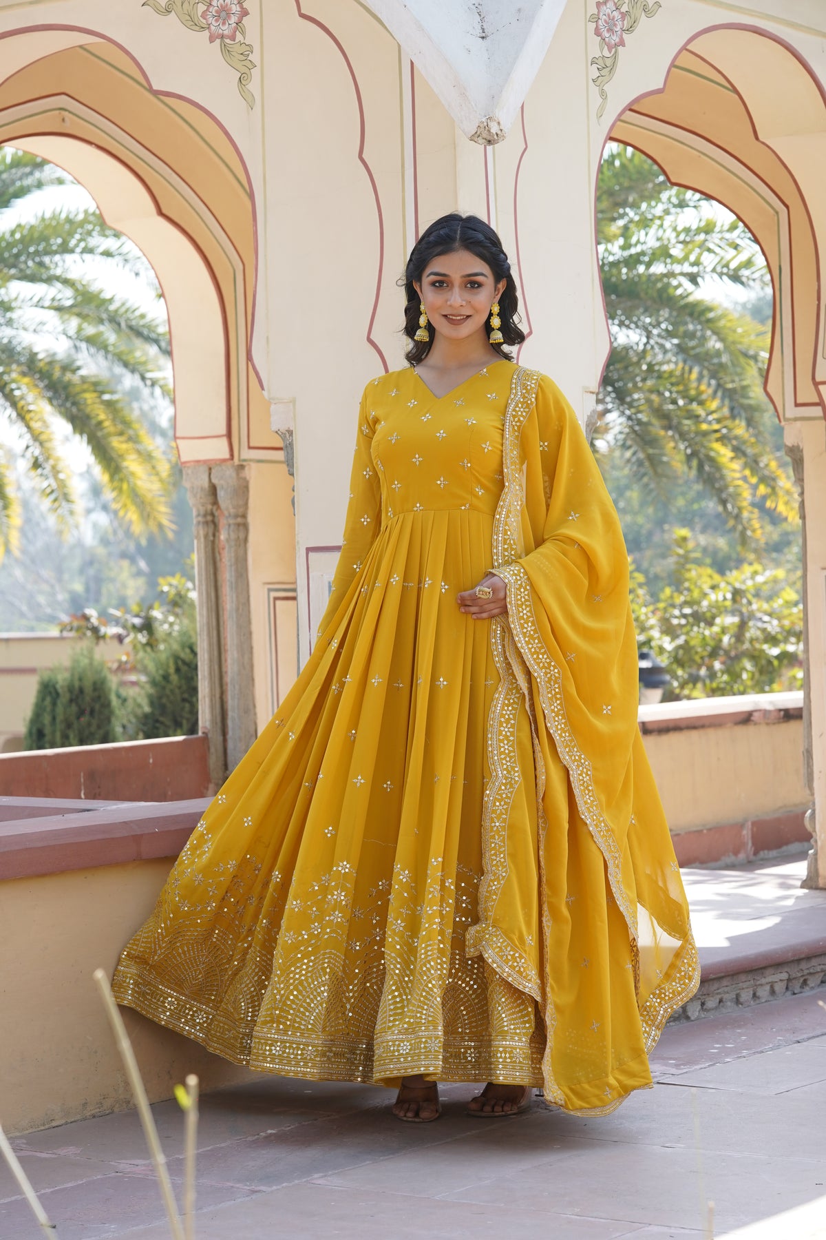 Youthful Yellow readymade gown