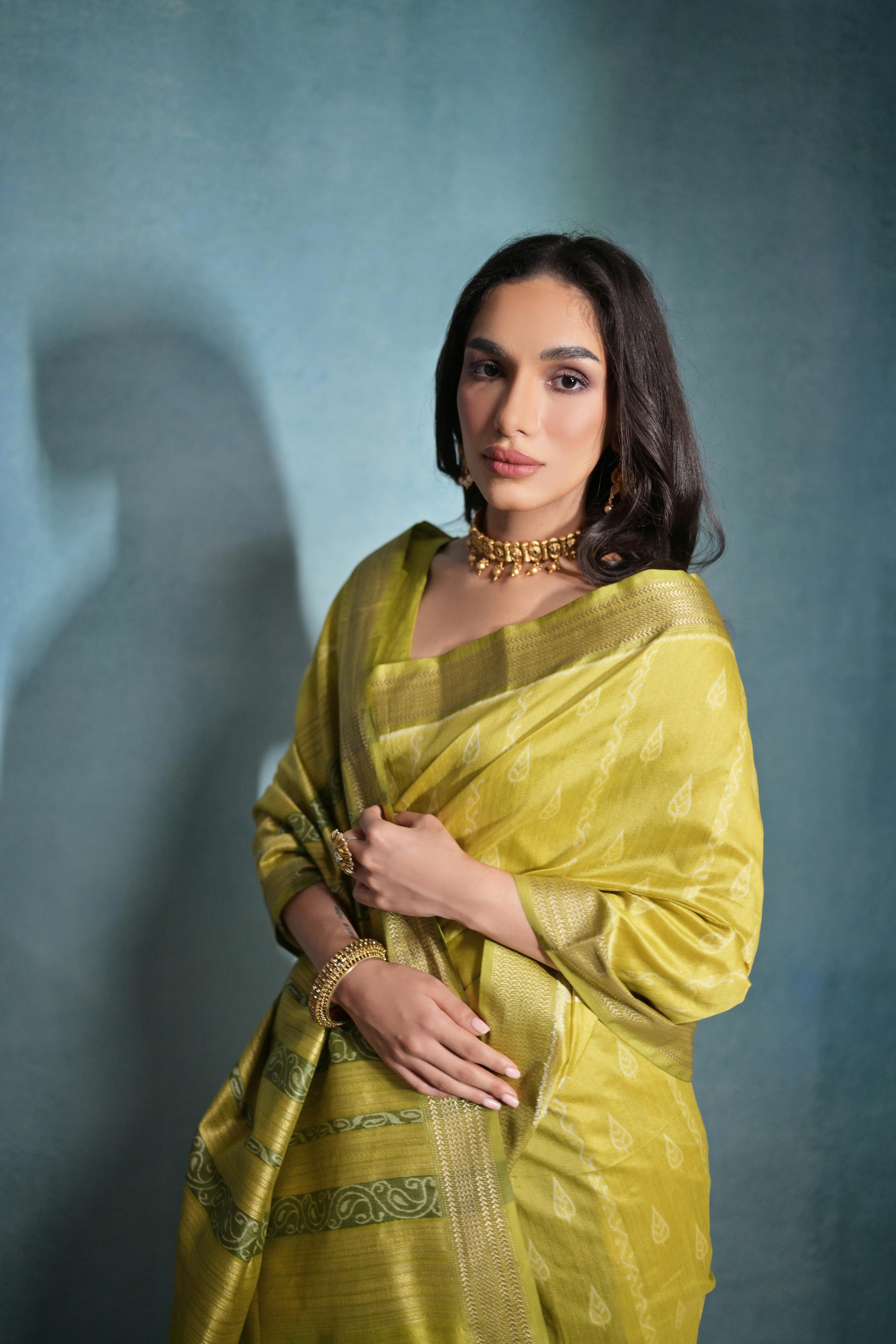 Yellow Handloom silk saree
