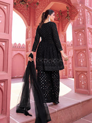 Nakshatra Black Mirrored Sharara set