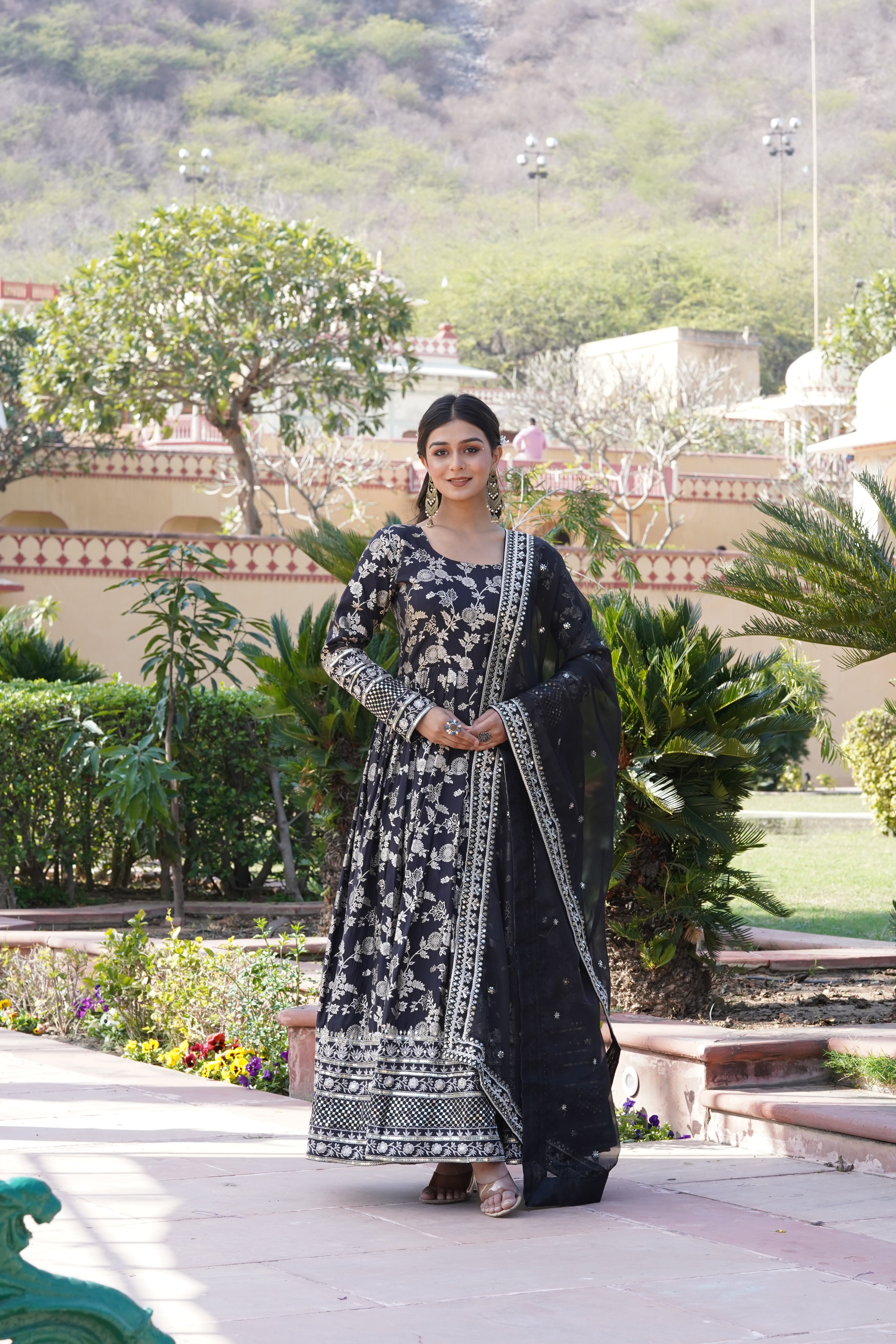 Blissful Black Indo western Gown