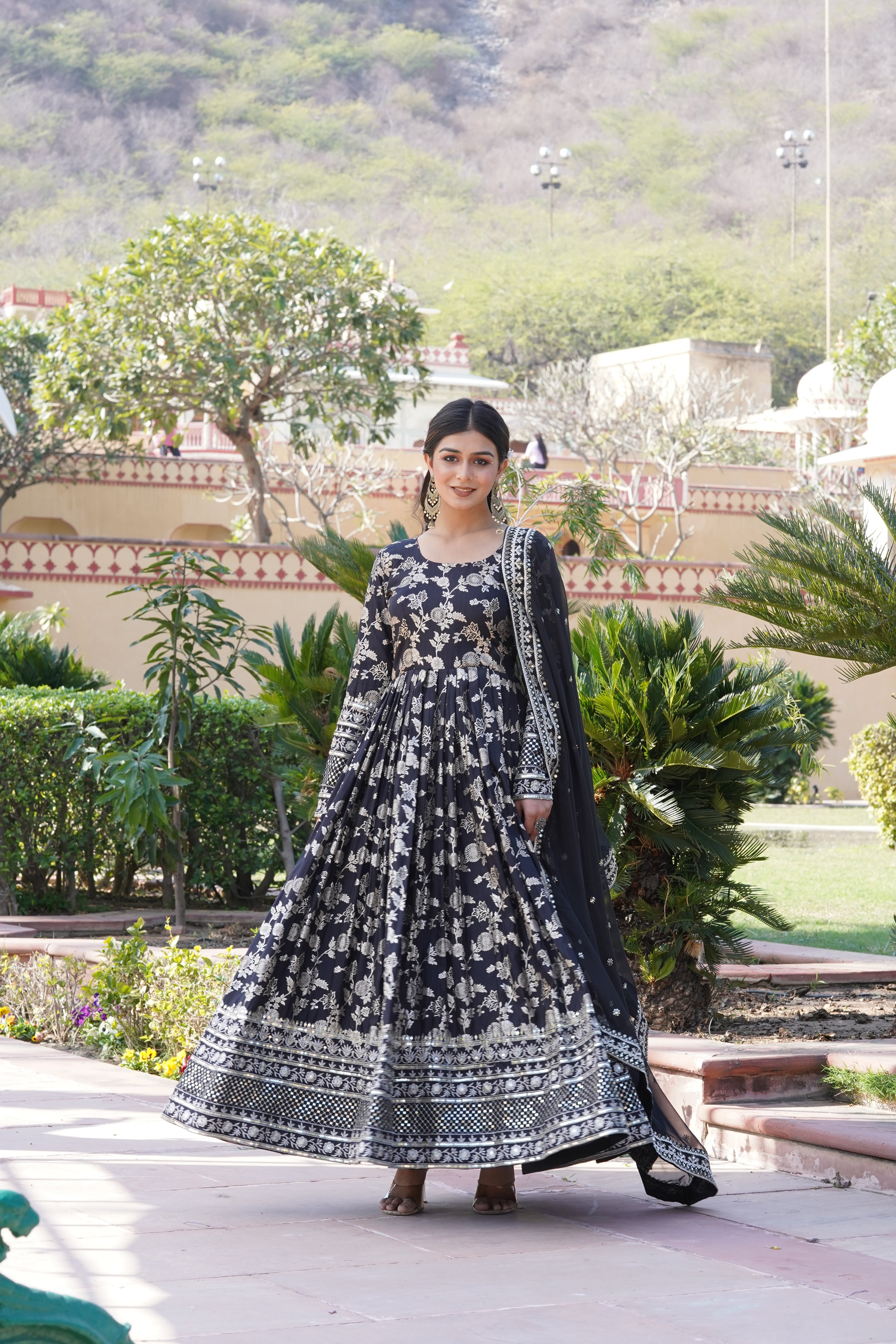 Blissful Black Indo western Gown