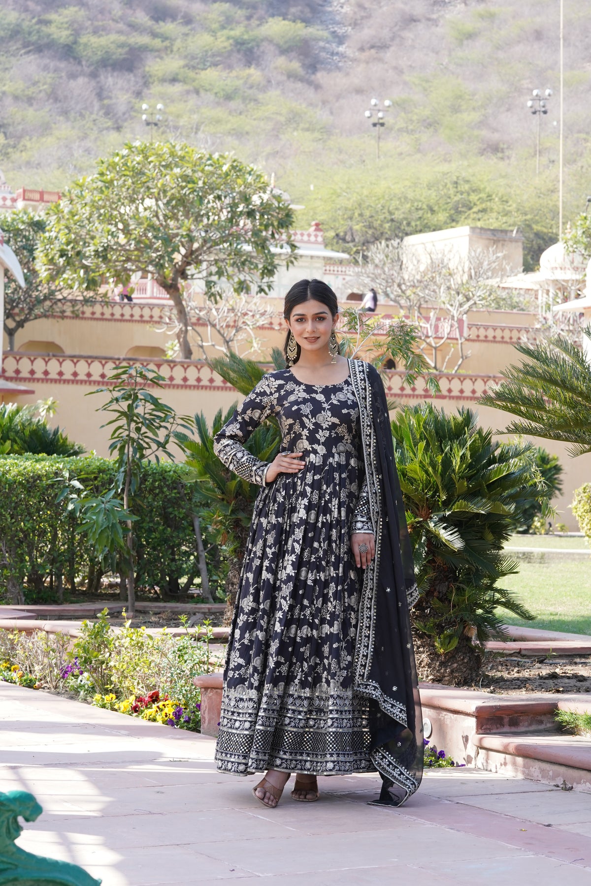 Blissful Black Indo western Gown