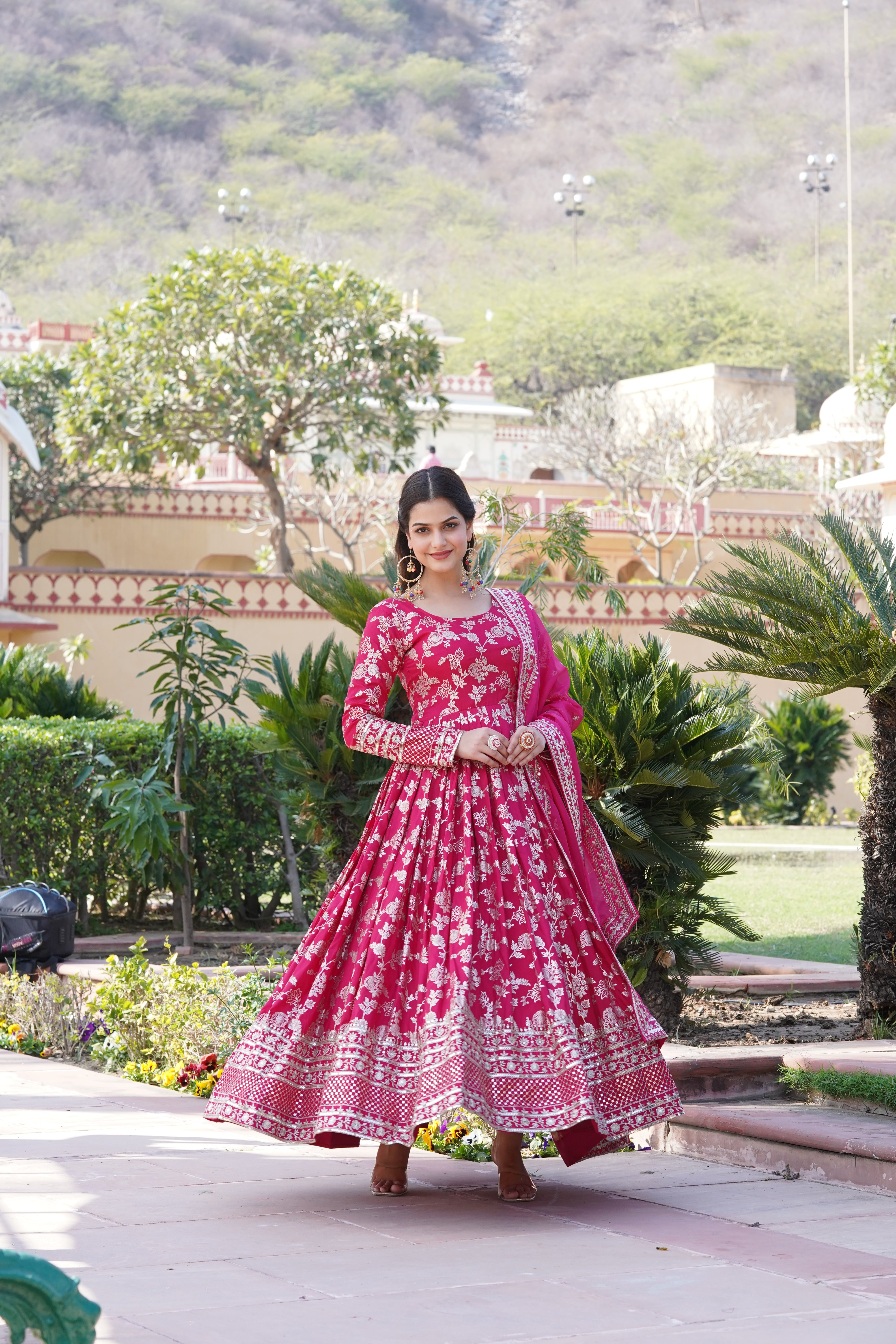 Playful Pink Indo western Gown