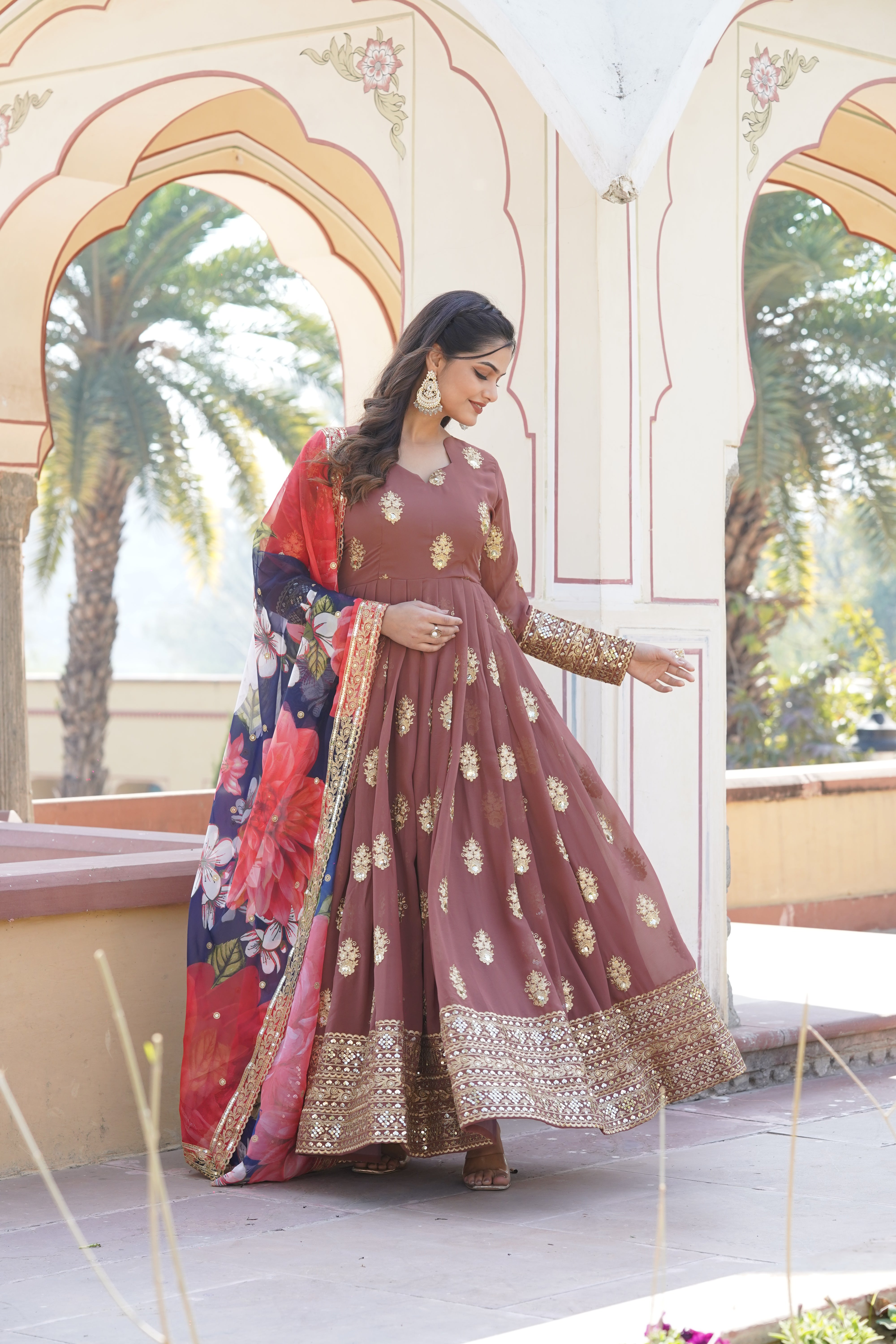 Nakshatra Brown Indian gown for women