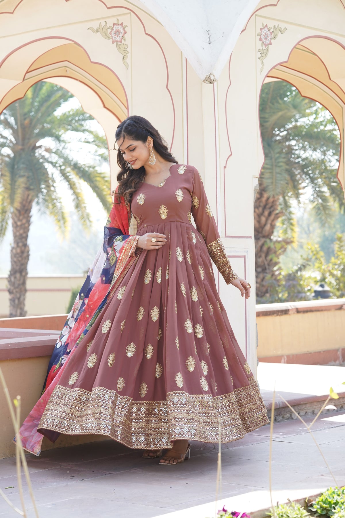 Nakshatra Brown Indian gown for women