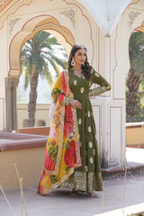 Nakshatra Olive green Indian gown for women