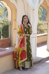 Nakshatra Olive green Indian gown for women