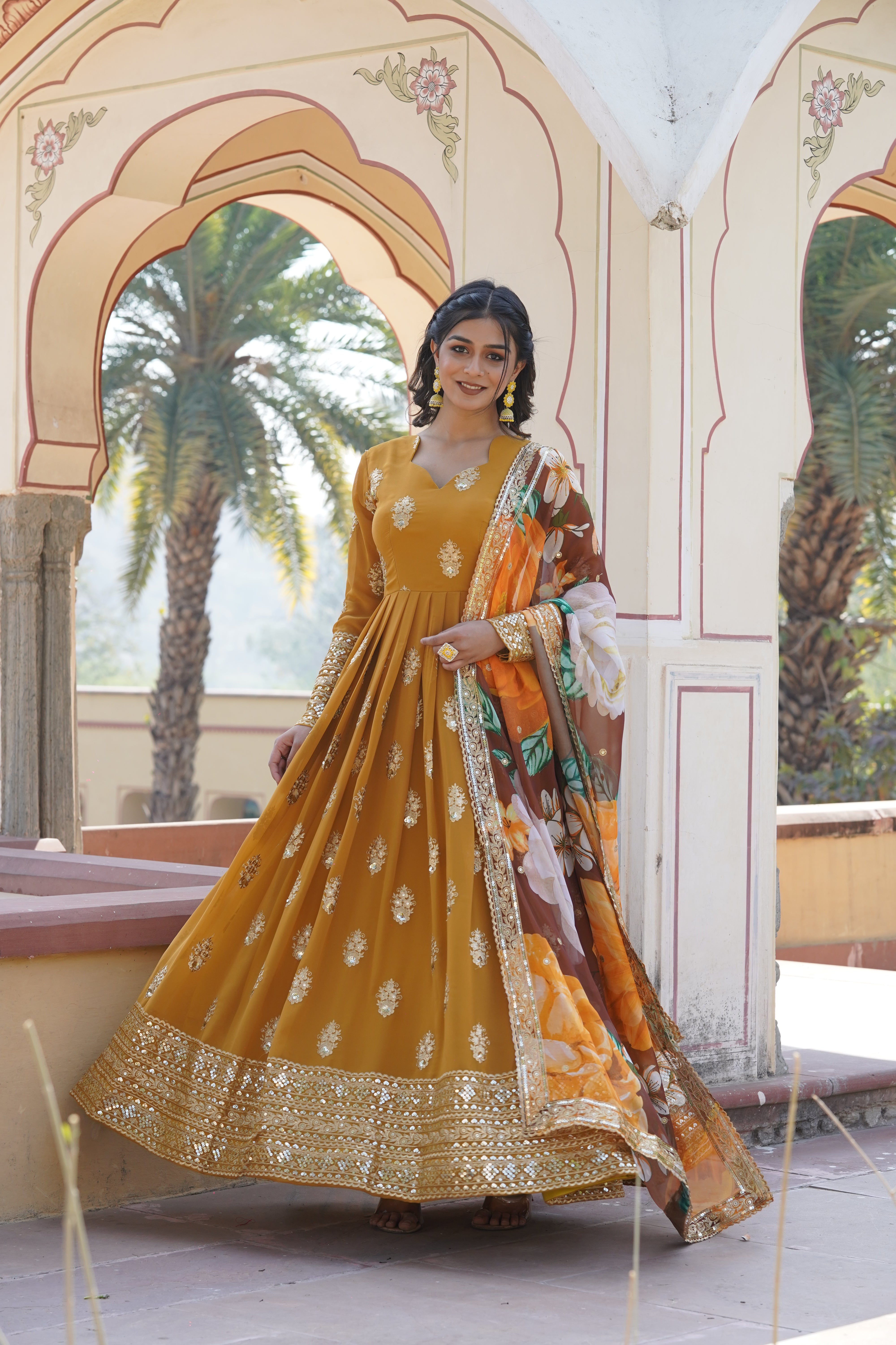 Nakshatra Yellow  Indian gown for women