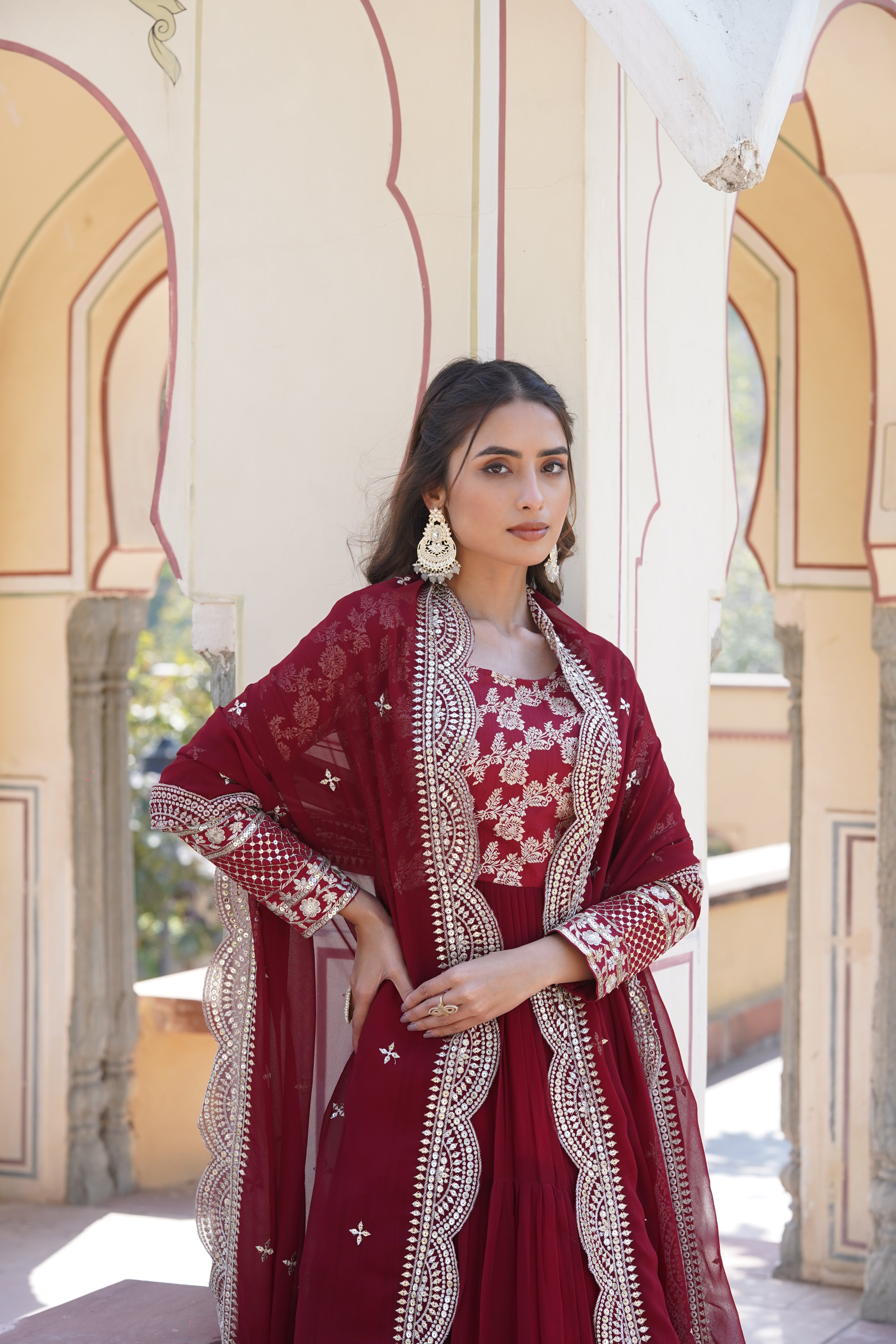 Ravishing Red Georgette Gown