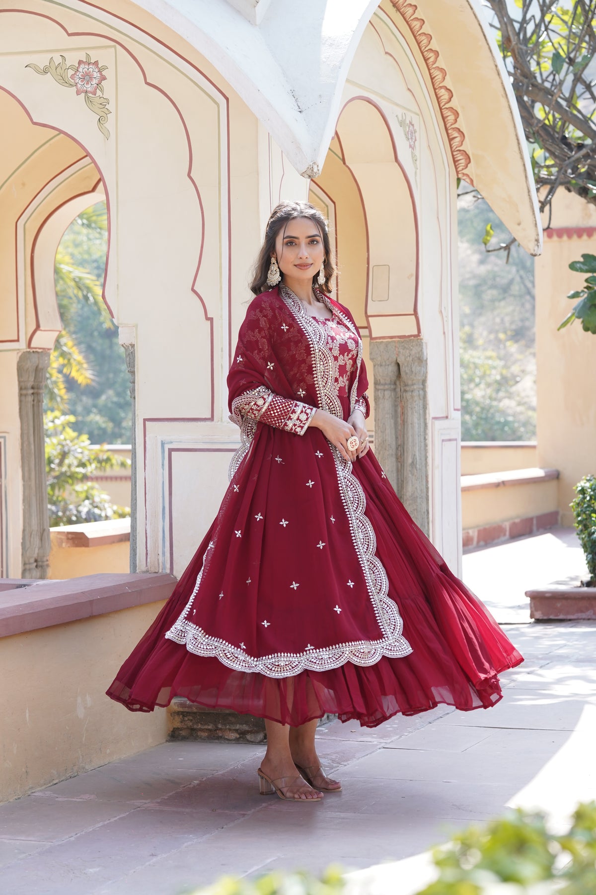 Ravishing Red Georgette Gown