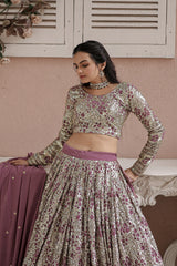 Nakshatra Wine sequined Lehenga