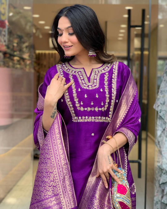 Nakshatra Purple ready to wear  Salwar Suit