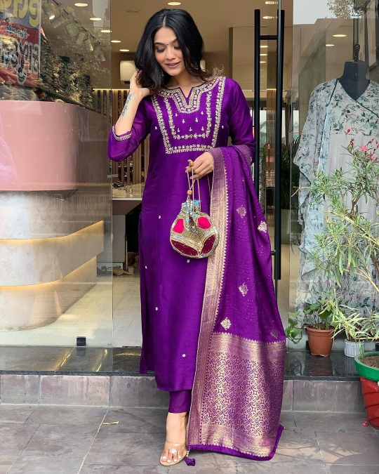 Nakshatra Purple ready to wear  Salwar Suit