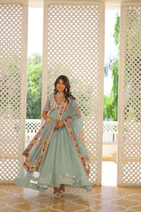 Nakshatra Sky Blue Readymade party wear gown