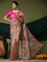 Nakshatra Copper brown organza saree